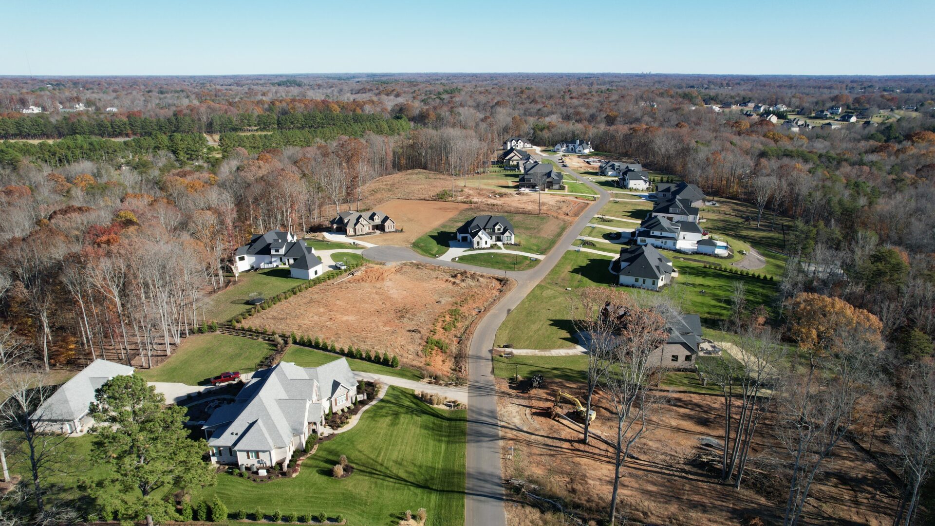 Aerial view of a residential subdivision